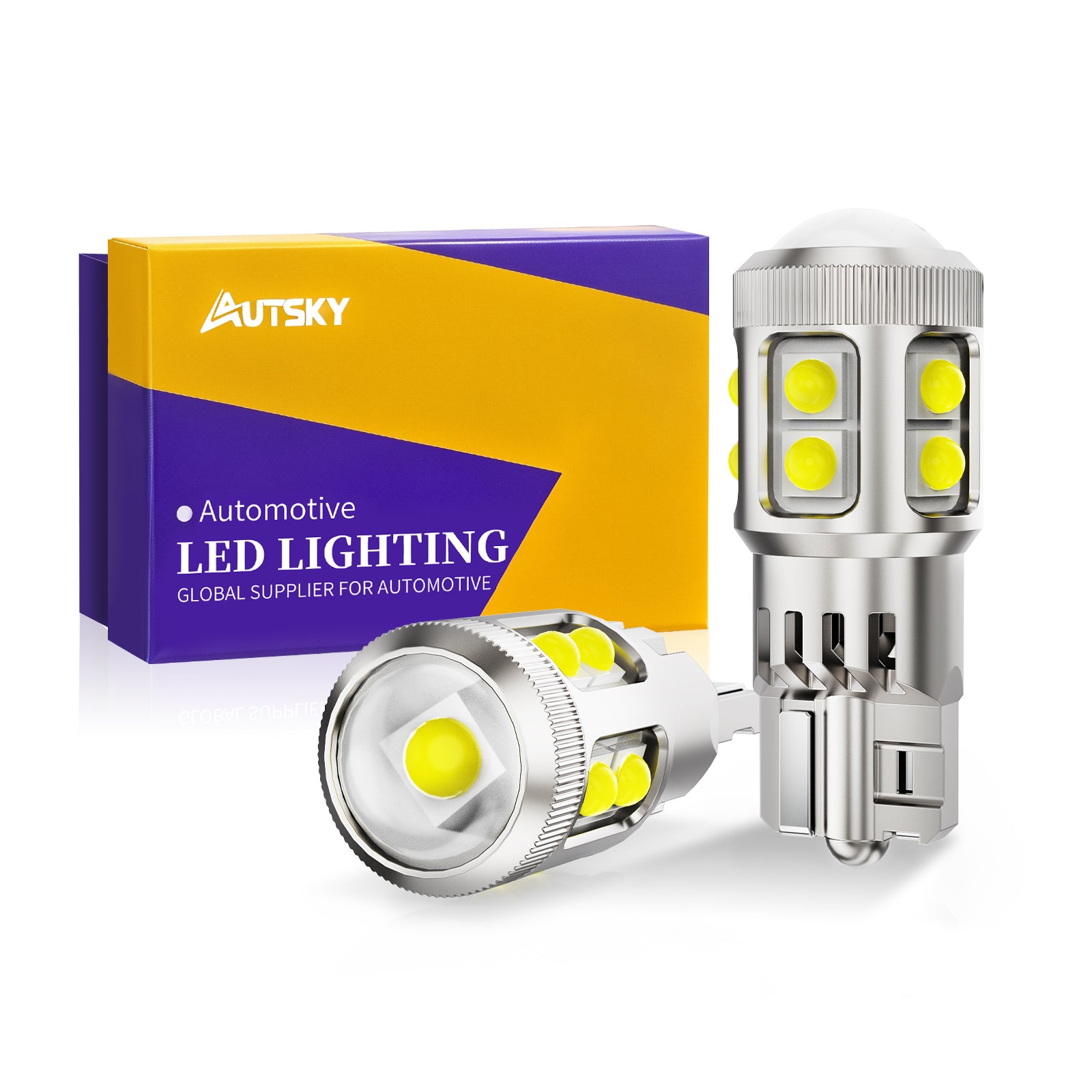 AUTSKY 194 LED Bulb White for License Plate Dome Map Light, T10 168 2825 W5W LED Bulbs 6500K Super Bright, Canbus Error Free 11-SMD 3030 Chips Replacement for Trunk Cargo Courtesy Door Lights (2-Pack)