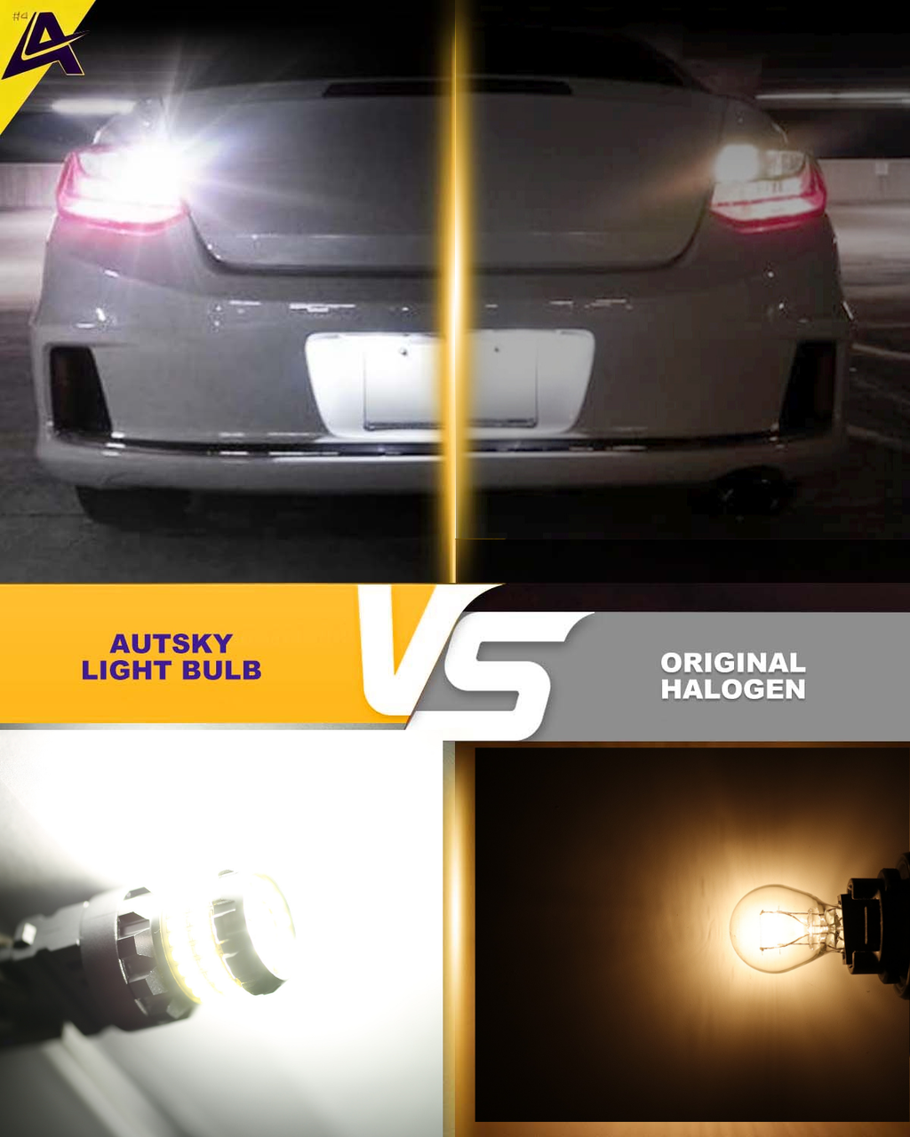 AUTSKY Reverse Light Bulbs, 3157 LED Bulb White, 500% Brighter 3156 3057 4157 4114 T25 Bulbs 60-SMD 3014 LED Chipset , DRL, Backup Light, Pack of 2