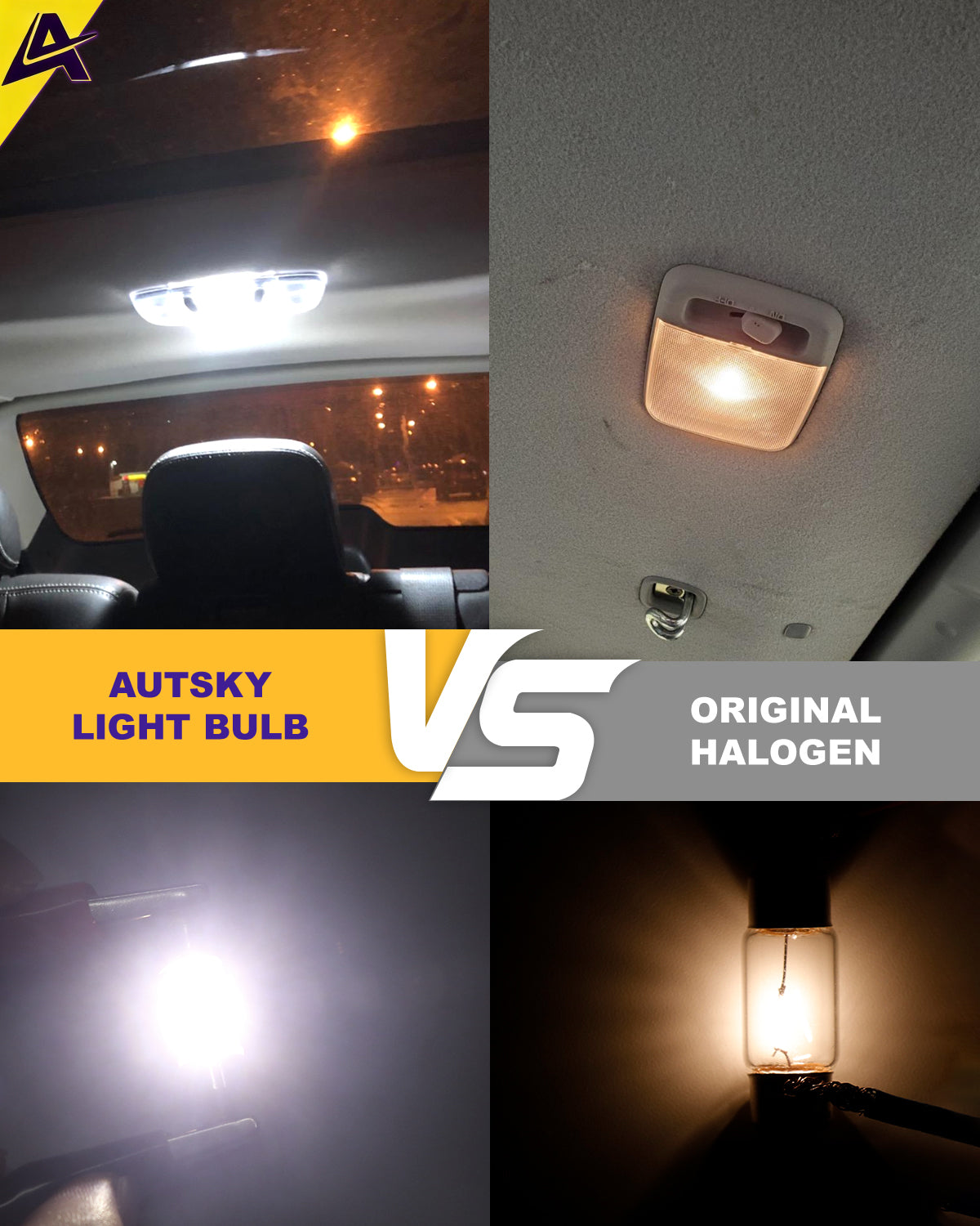 AUTSKY 41MM 42MM Festoon LED Bulb White for Interior Dome Map Vanity Mirror Sun Visor Lights, 211-2 212-2 578 569 214-2 LED Bulbs 6500K Super Bright, Canbus Error Free 6-SMD 2525 Chips (4-Pack)