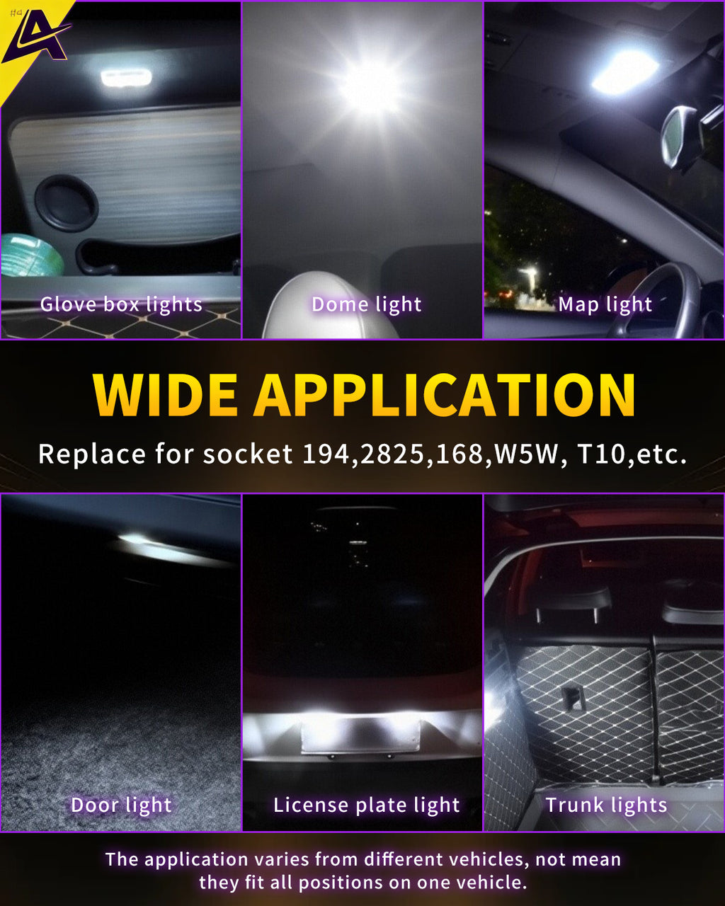 AUTSKY 194 LED Bulb White for License Plate Dome Map Light, T10 168 2825 W5W LED Bulbs 6500K Super Bright, Canbus Error Free 11-SMD 3030 Chips Replacement for Trunk Cargo Courtesy Door Lights (2-Pack)